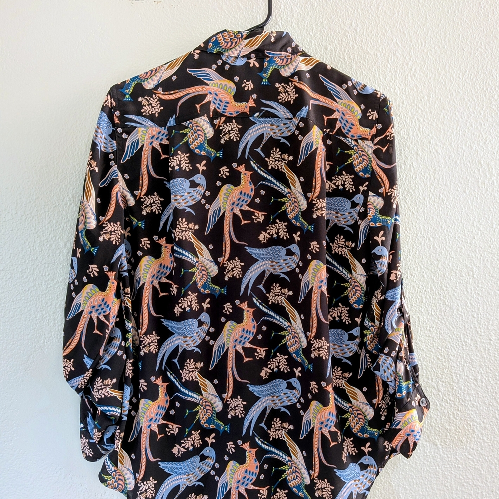 Loft Black Multicolor Patterned Blouse - image 4